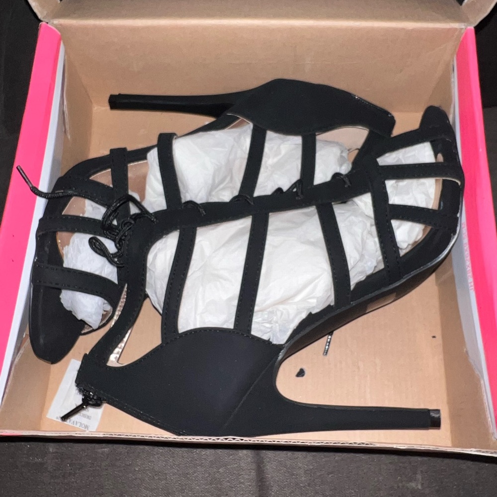 Strappy Lace Up Velvety Ankle Heel